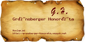 Grünsberger Honoráta névjegykártya